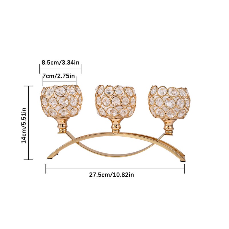 VINCIGANT Gold Candle Holders for Table Centerpiece  3 Arms Metal Candelabra Candlestick Holders for Home Decor  Wedding  Dinning  Party  Anniversary Christmas Halloween Decorations - Image 5